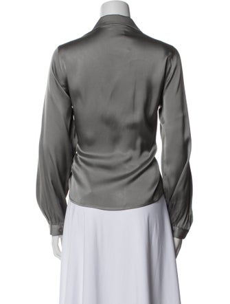 Anine Bing Silk Long Sleeve Button-Up Top