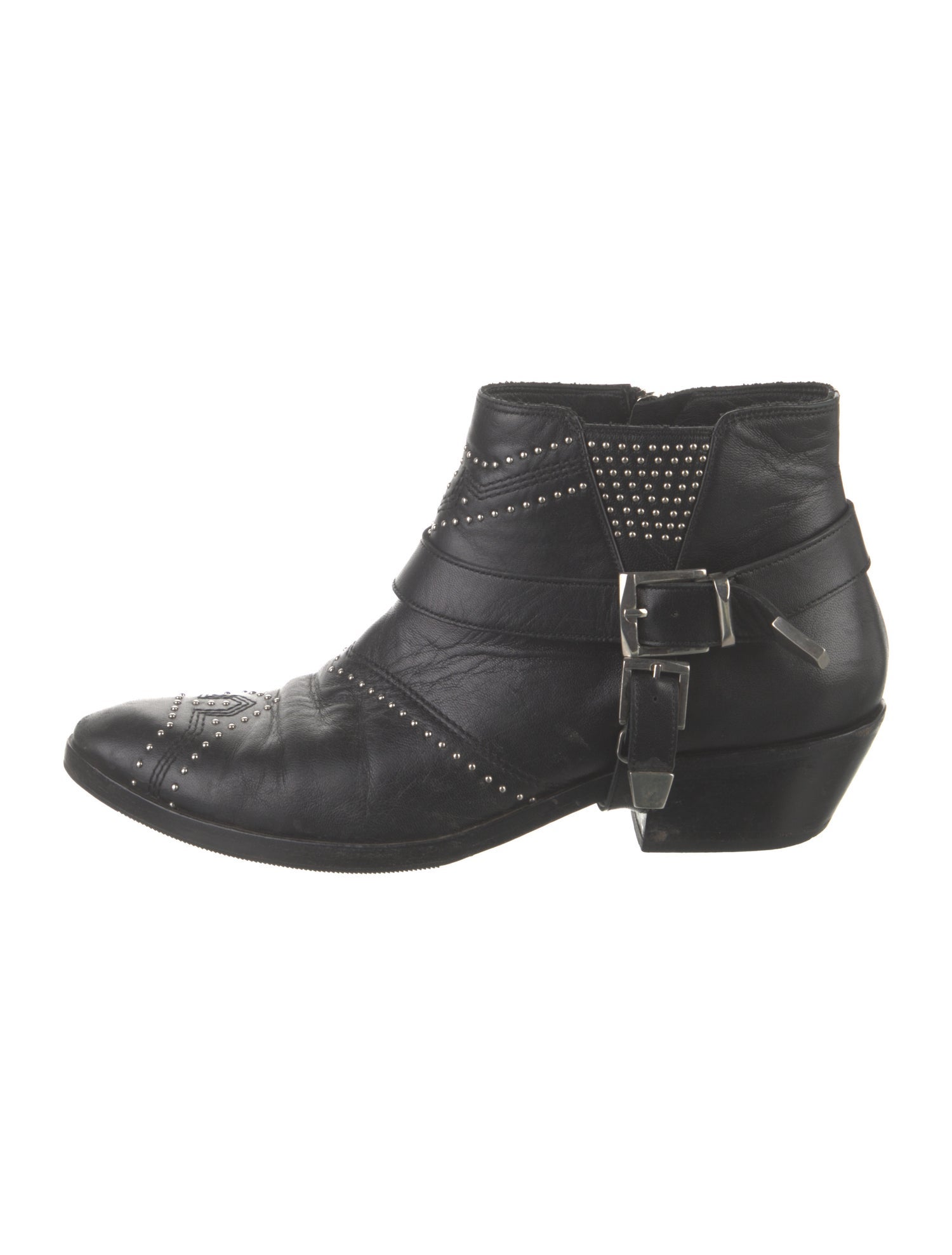 Anine Bing Leather Studded Accents Moto Boots