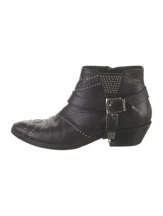 Anine Bing Leather Studded Accents Moto Boots