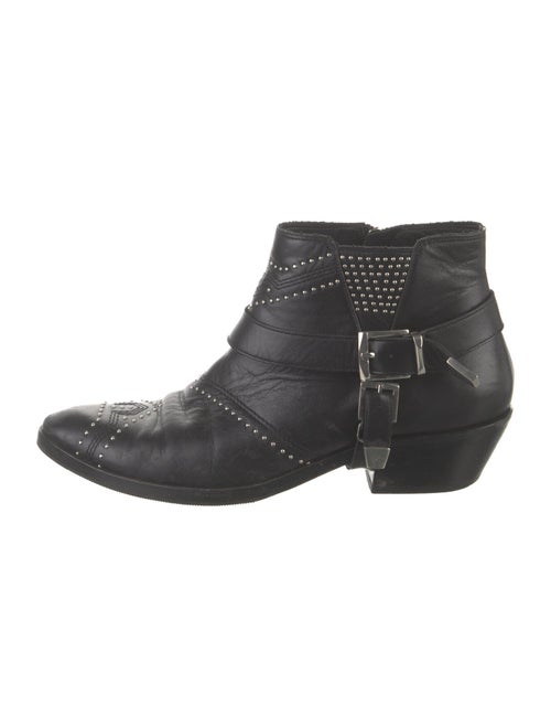 Anine Bing Leather Studded Accents Moto Boots