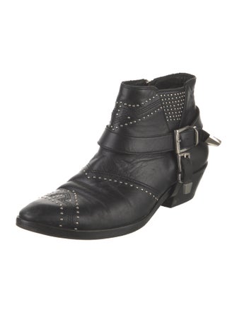 Anine Bing Leather Studded Accents Moto Boots