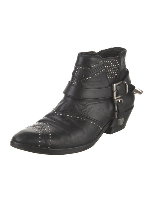 Anine Bing Leather Studded Accents Moto Boots