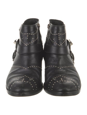 Anine Bing Leather Studded Accents Moto Boots