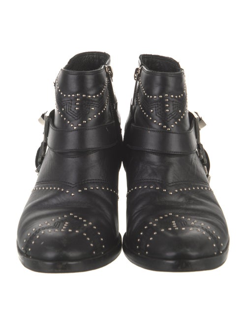 Anine Bing Leather Studded Accents Moto Boots