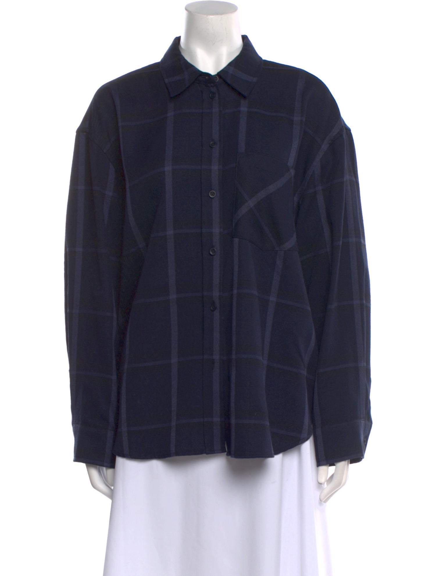 Anine Bing Plaid Print Long Sleeve Button-Up Top