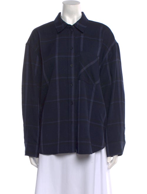 Anine Bing Plaid Print Long Sleeve Button-Up Top