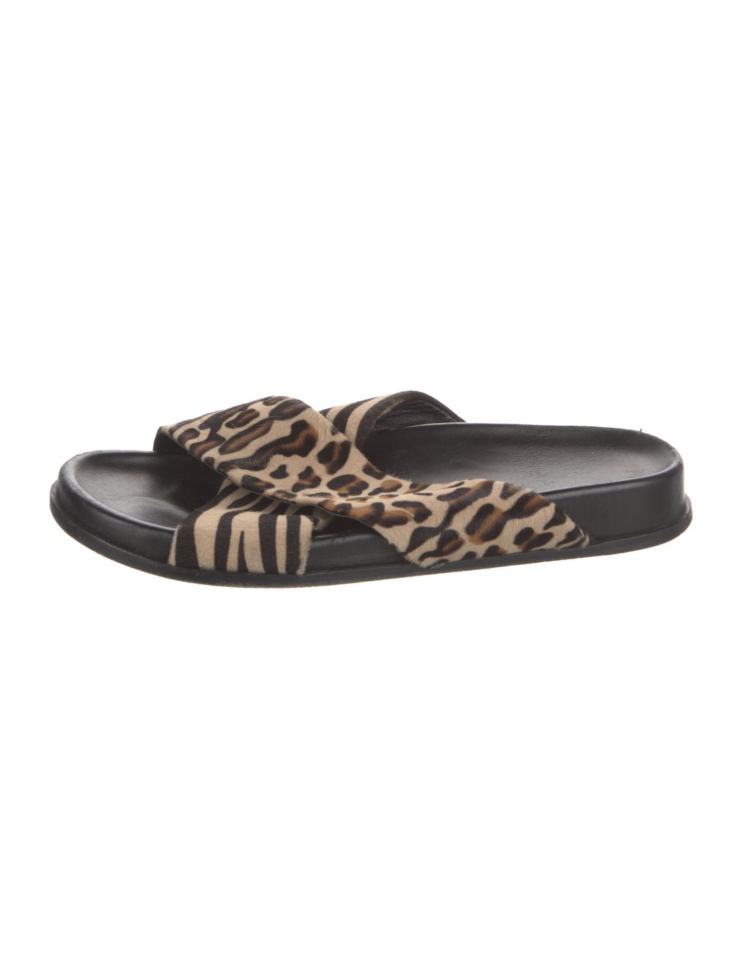 Anine Bing Suede Animal Print Slides