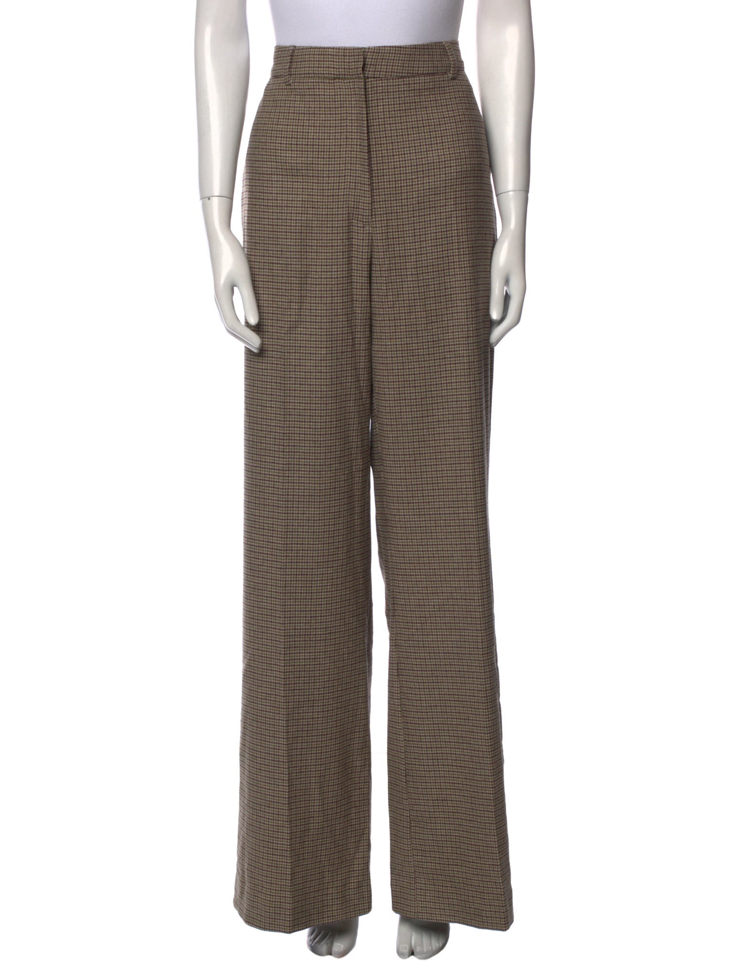 Anine Bing Plaid Print Wide Leg Pants
