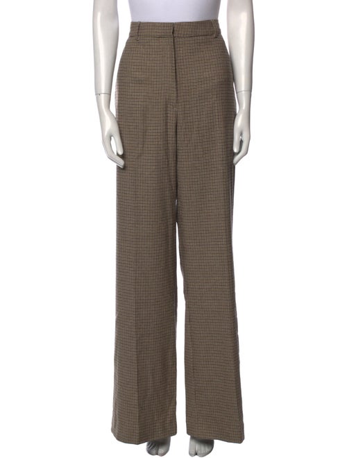 Anine Bing Plaid Print Wide Leg Pants