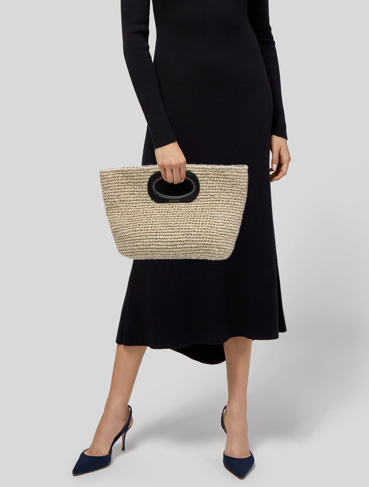 Anine Bing Straw Top Handle Bag