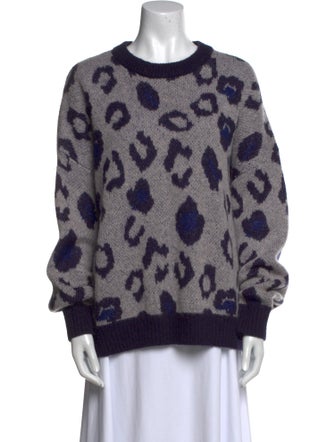 Anine Bing Animal Print Crew Neck Sweater