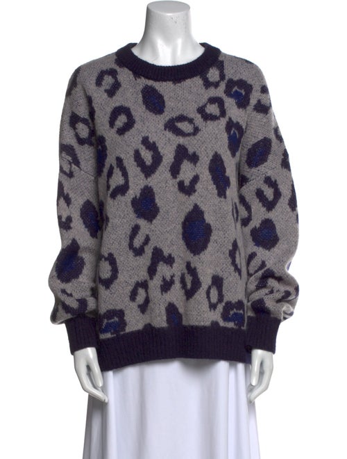 Anine Bing Animal Print Crew Neck Sweater