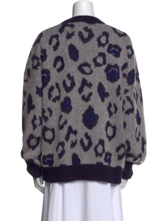 Anine Bing Animal Print Crew Neck Sweater