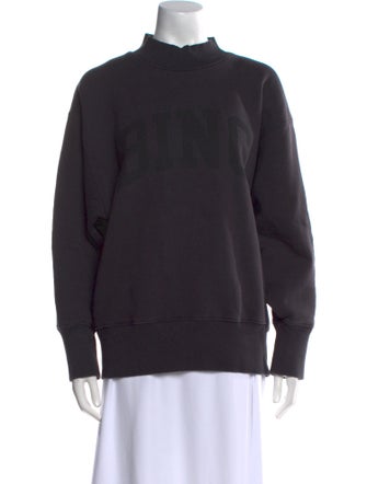 Anine Bing Mock Neck Long Sleeve Sweatshirt