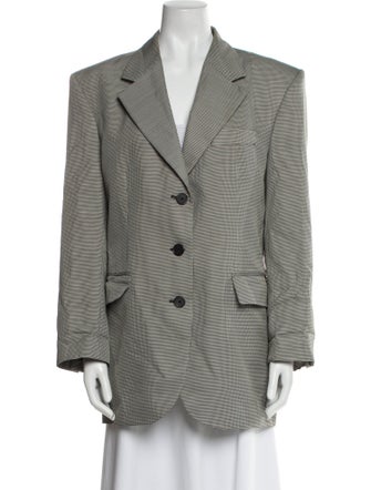 Anine Bing Wool Houndstooth Print Blazer