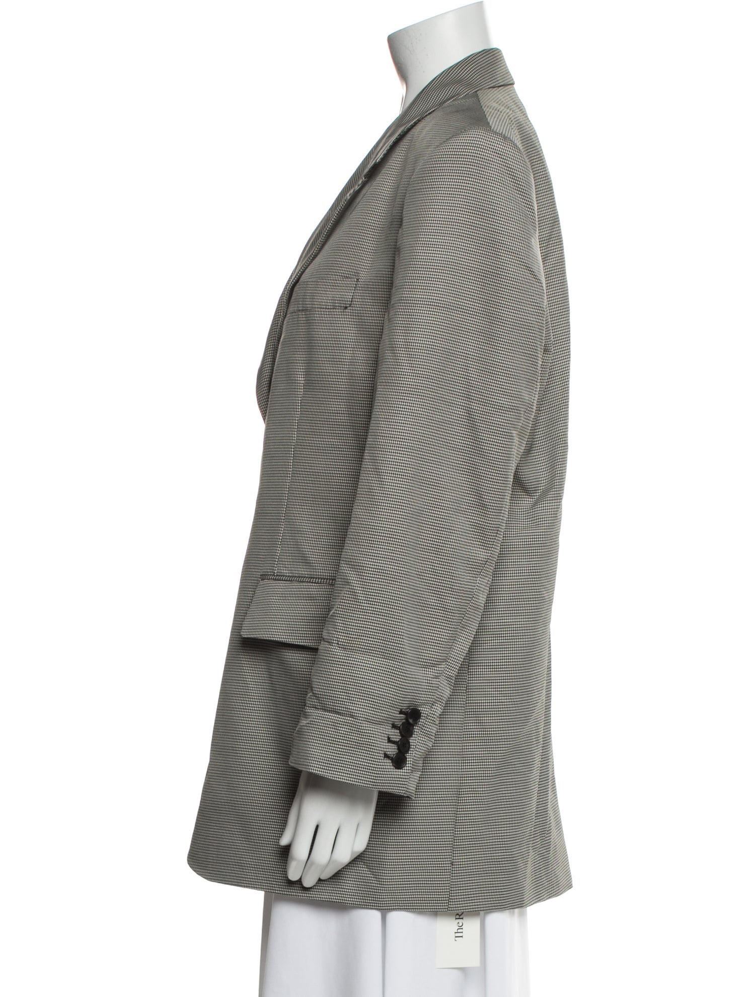 Anine Bing Wool Houndstooth Print Blazer