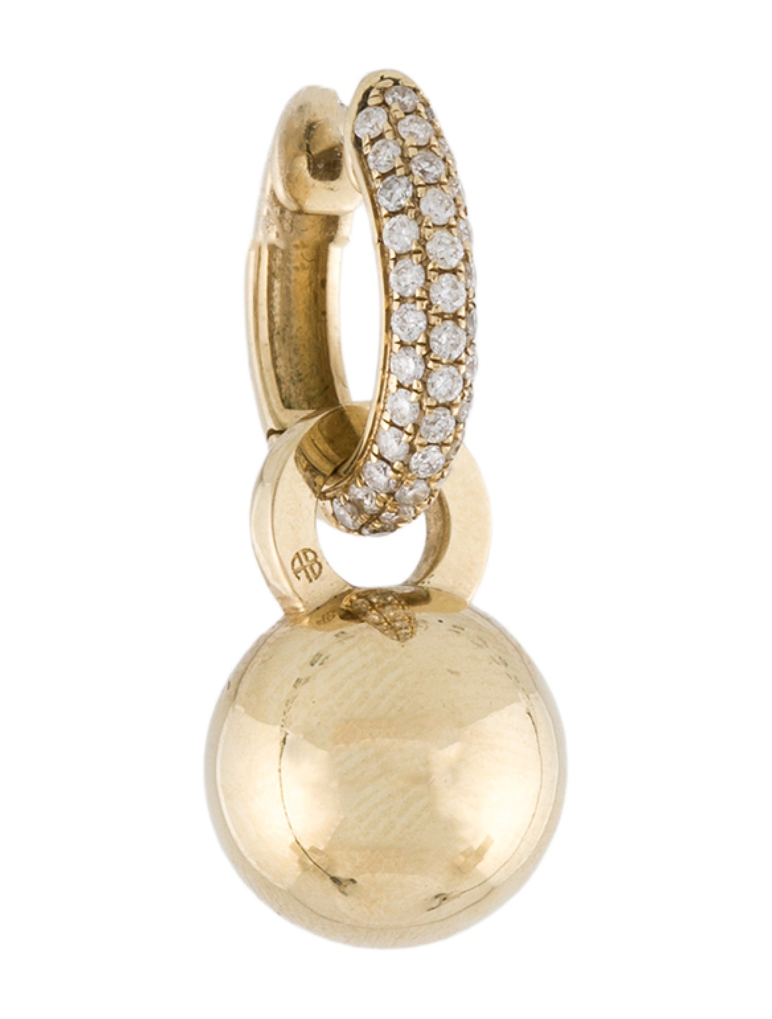 Anine Bing 14K Diamond Huggie Drop Earring