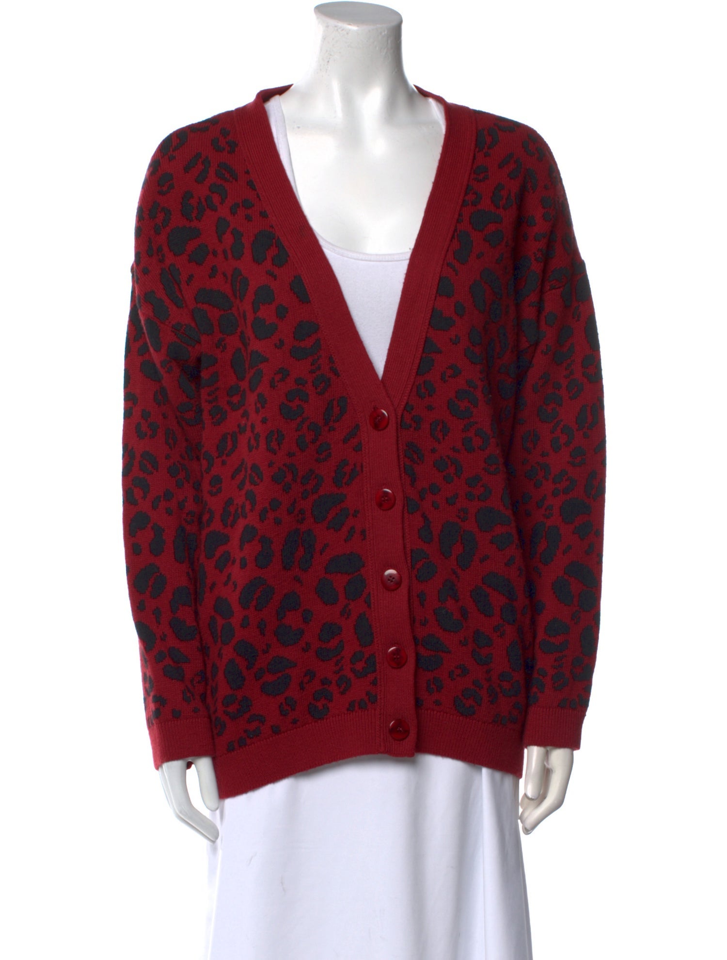 Anine Bing Animal Print V-Neck Sweater