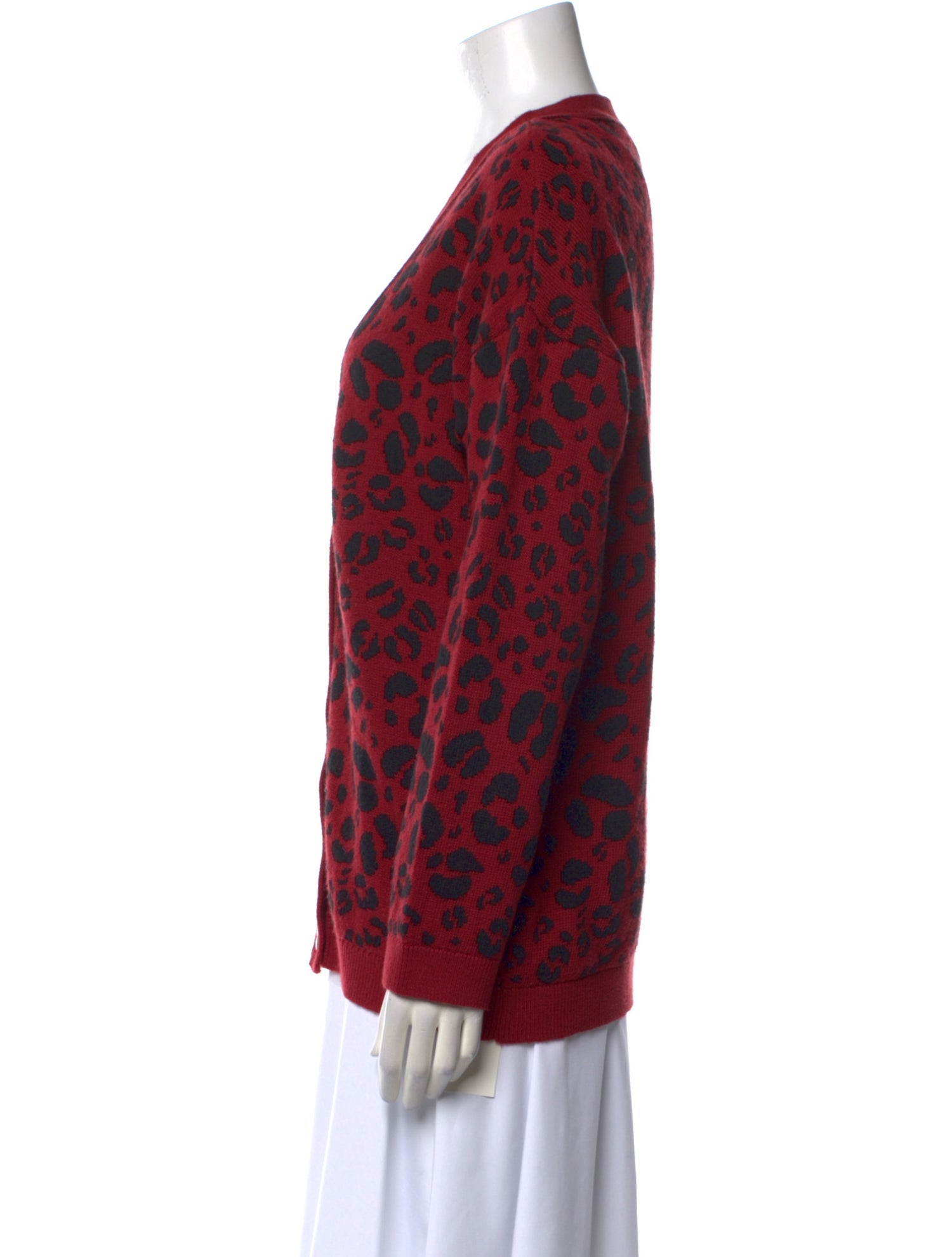 Anine Bing Animal Print V-Neck Sweater
