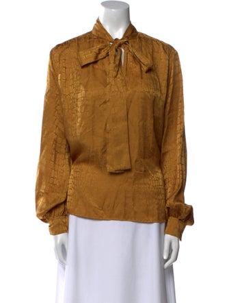 Anine Bing Silk Long Sleeve Button-Up Top