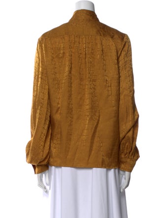 Anine Bing Silk Long Sleeve Button-Up Top