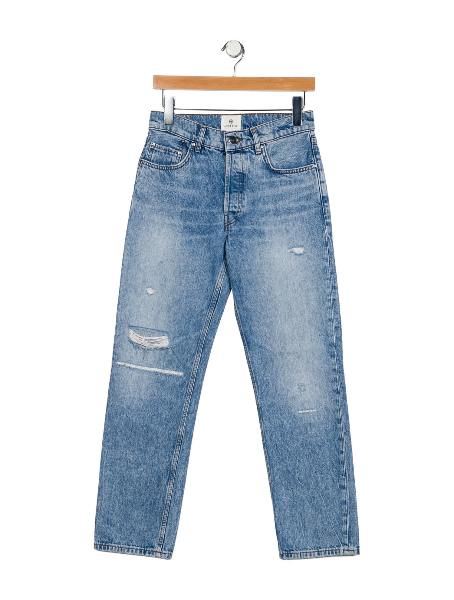 Anine Bing High-Rise Straight Leg Jeans