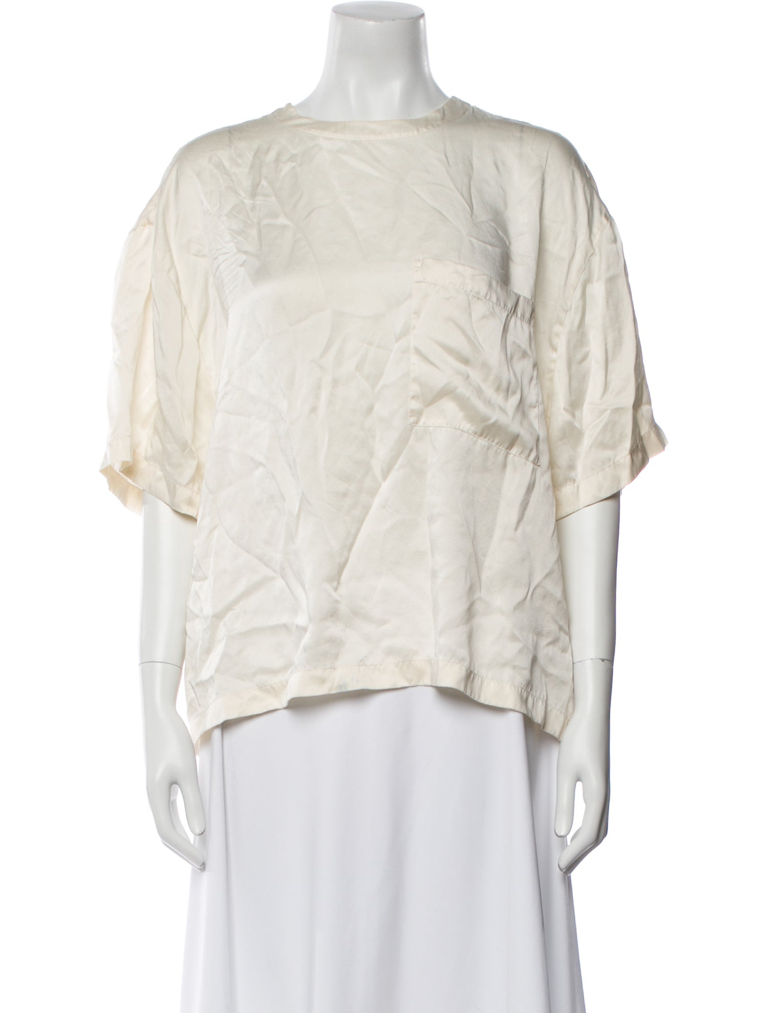 Anine Bing Silk Bateau Neckline Blouse