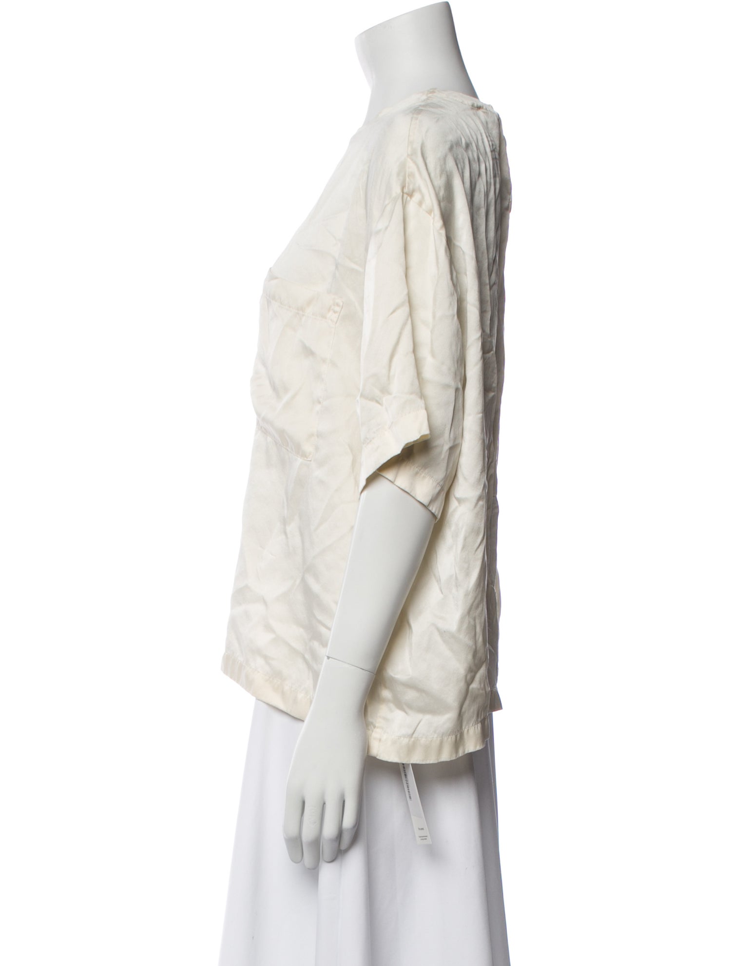 Anine Bing Silk Bateau Neckline Blouse