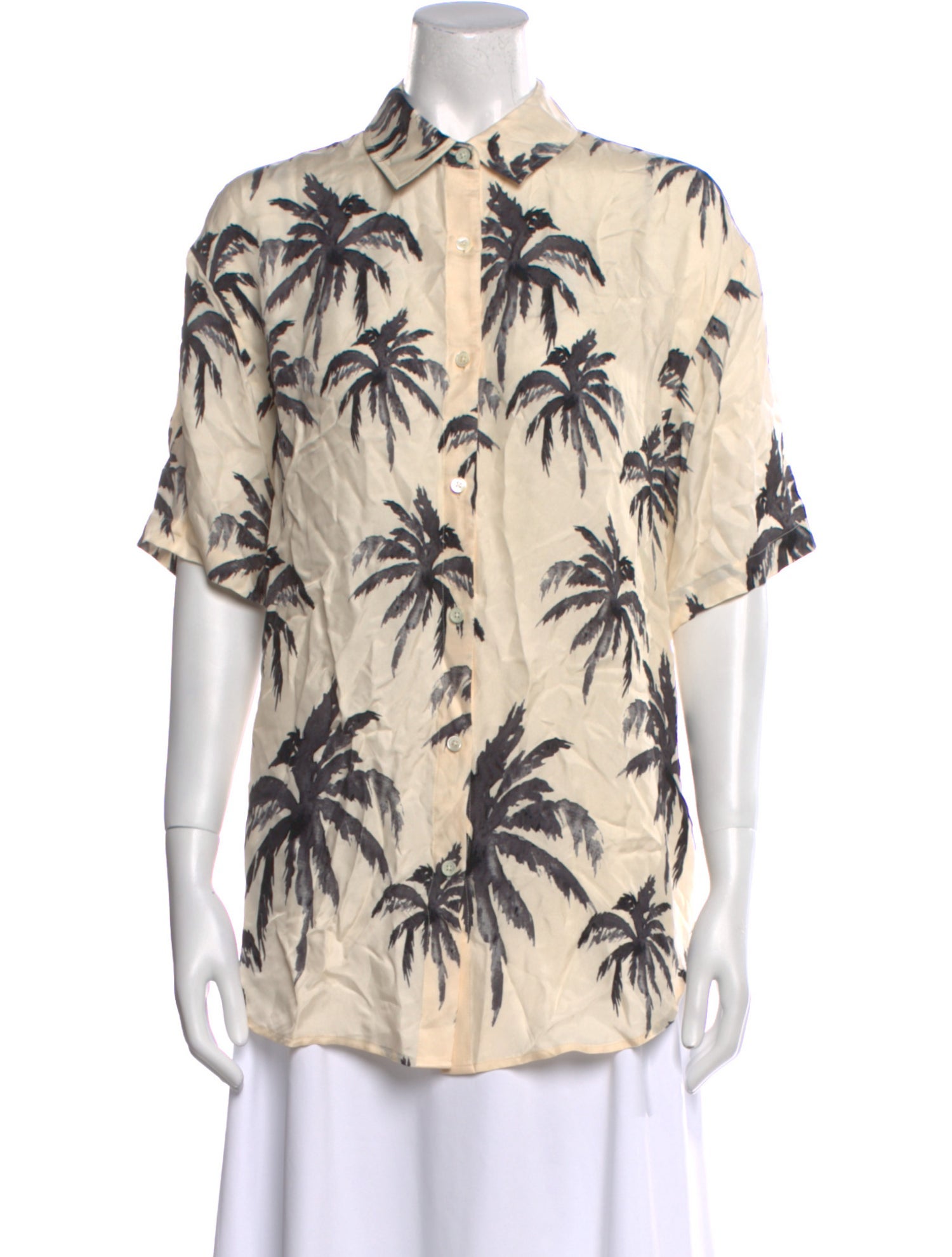 Anine Bing Silk Floral Print Button-Up Top