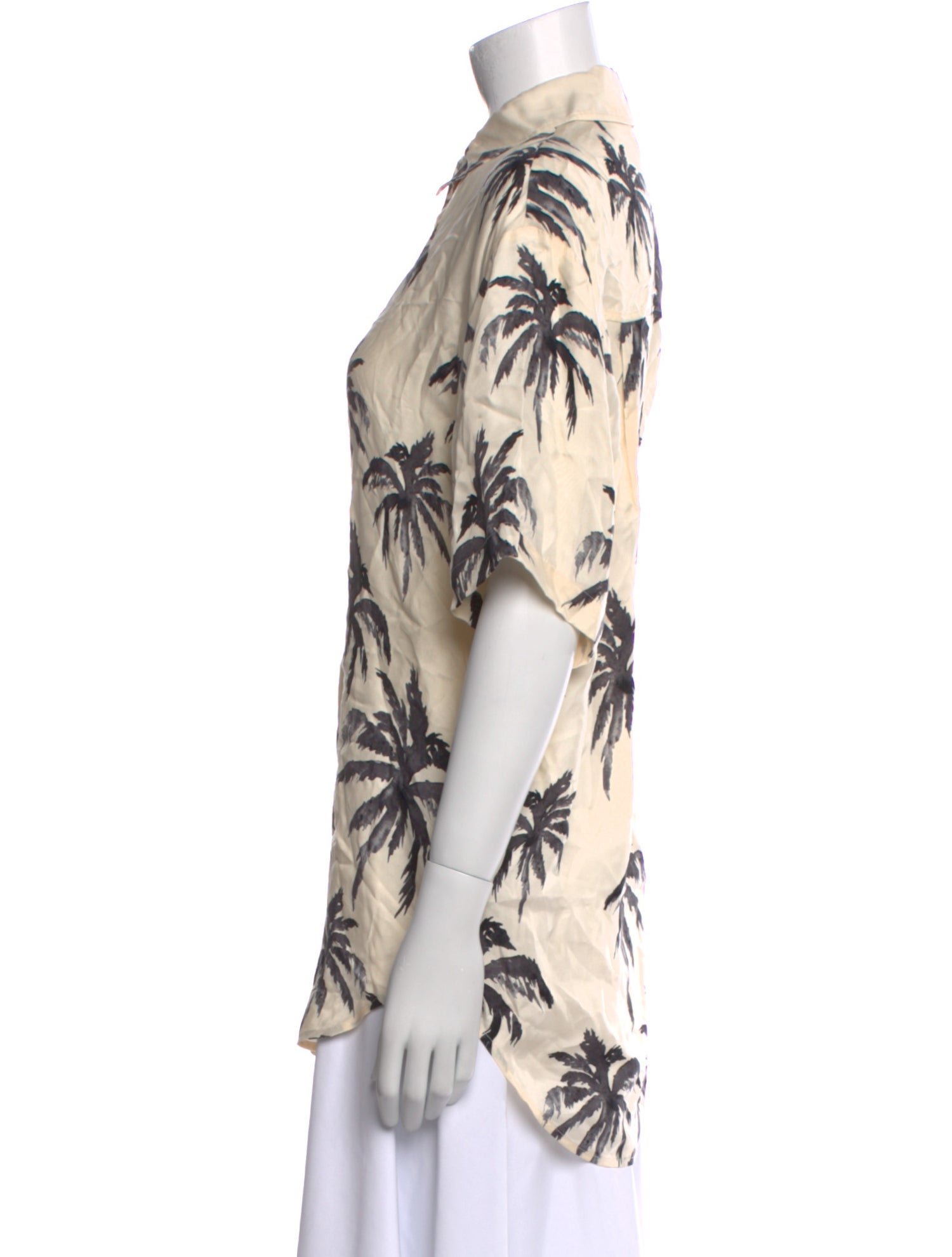 Anine Bing Silk Floral Print Button-Up Top