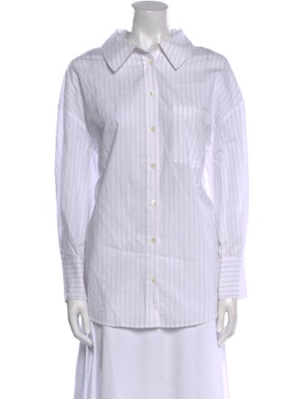Anine Bing Striped Long Sleeve Button-Up Top