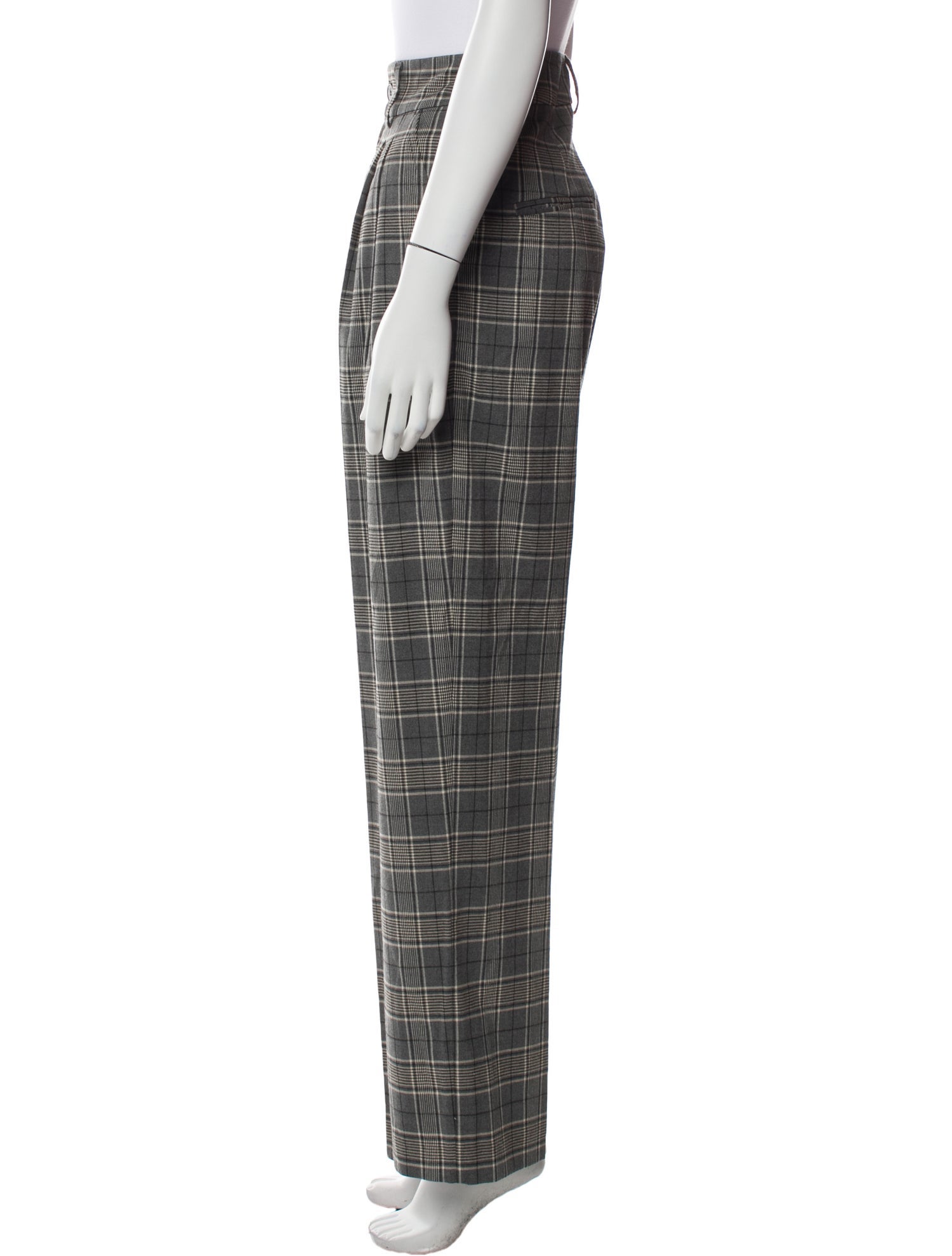 Anine Bing Plaid Print Wide Leg Pants