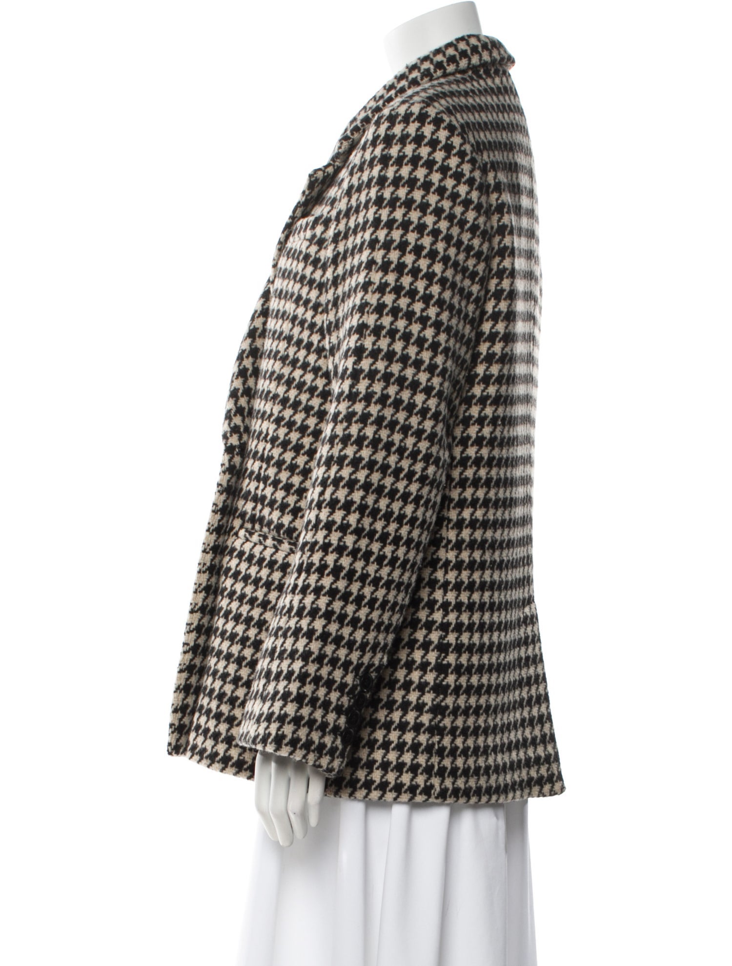 Anine Bing Wool Houndstooth Print Coat