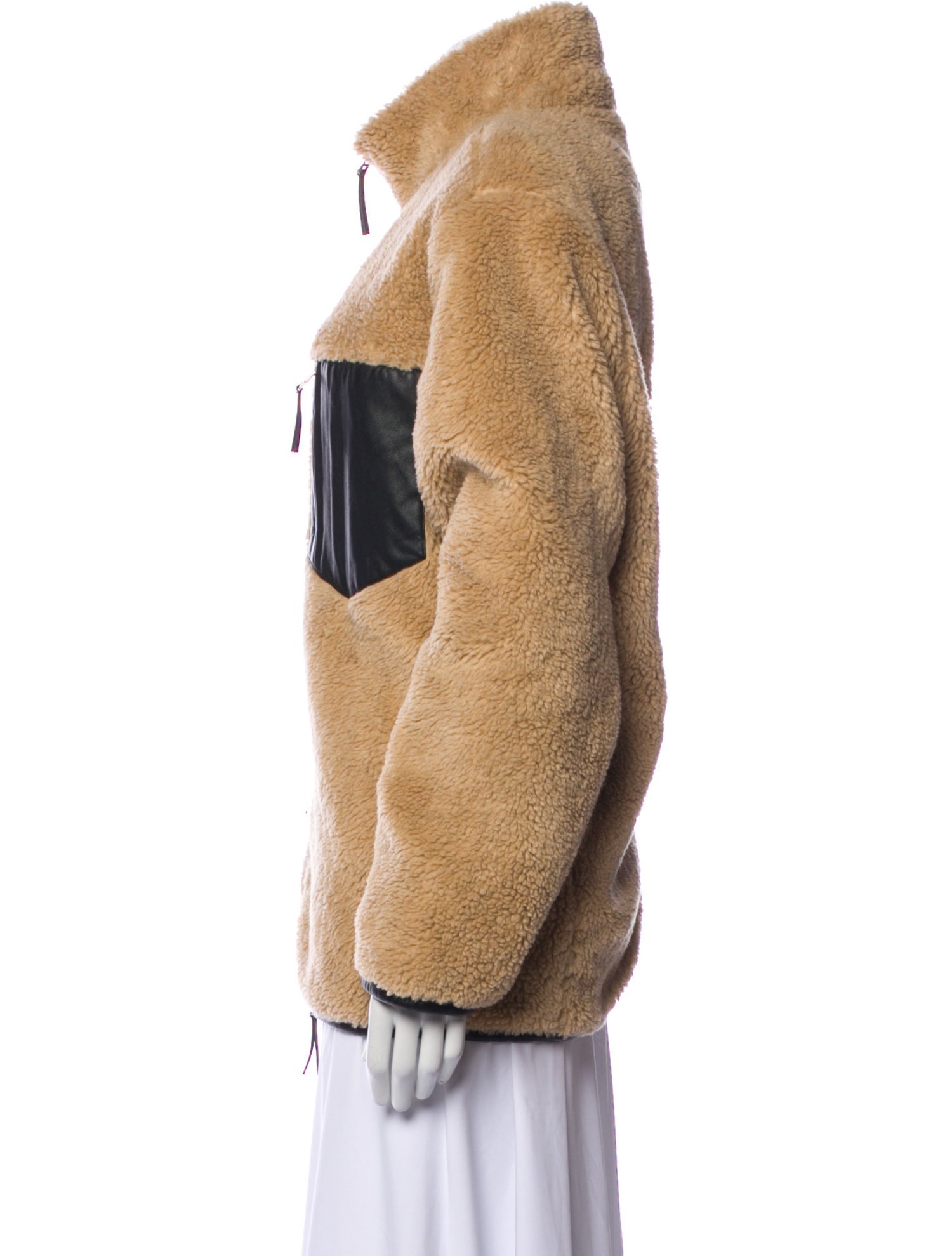 Anine Bing Colorblock Pattern Faux Fur Jacket