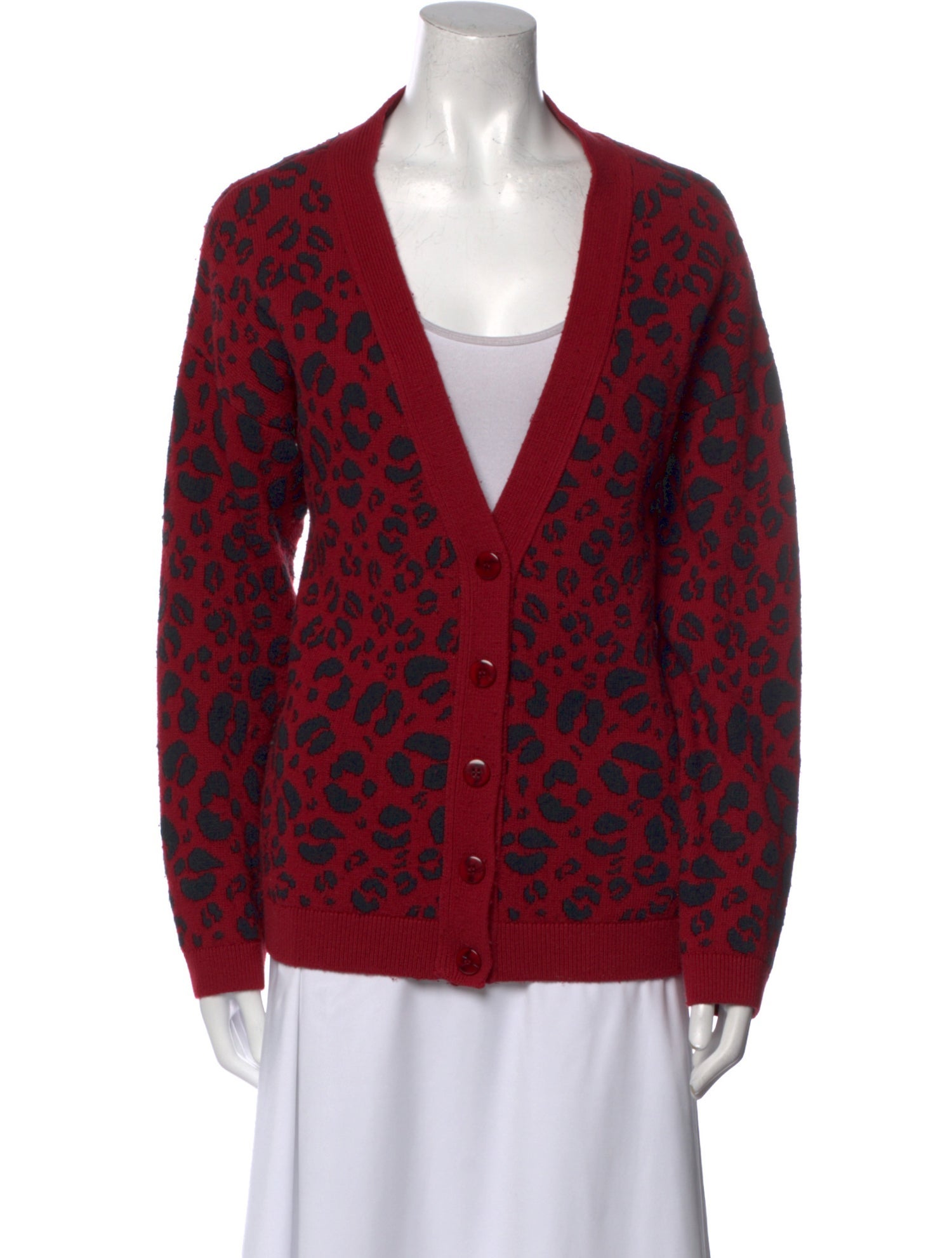 Anine Bing Animal Print V-Neck Sweater