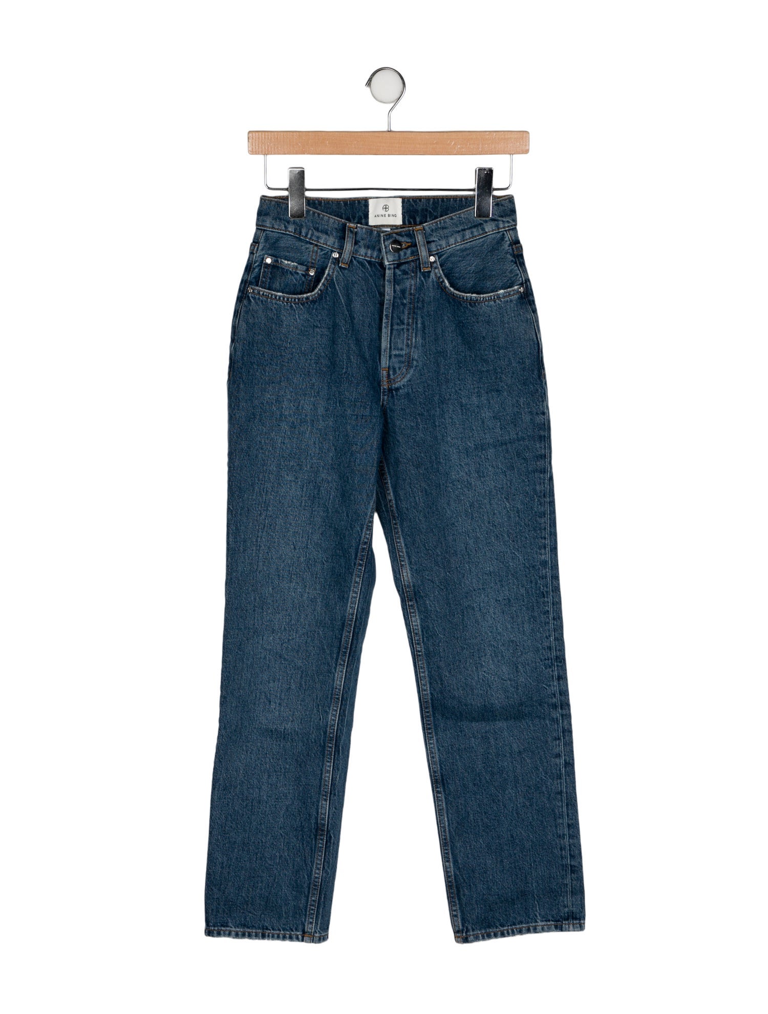 Anine Bing Mid-Rise Straight Leg Jeans