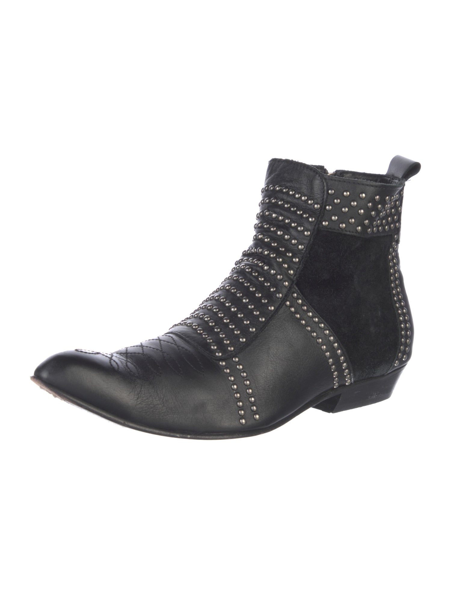 Anine Bing Leather Studded Accents Western Boots
