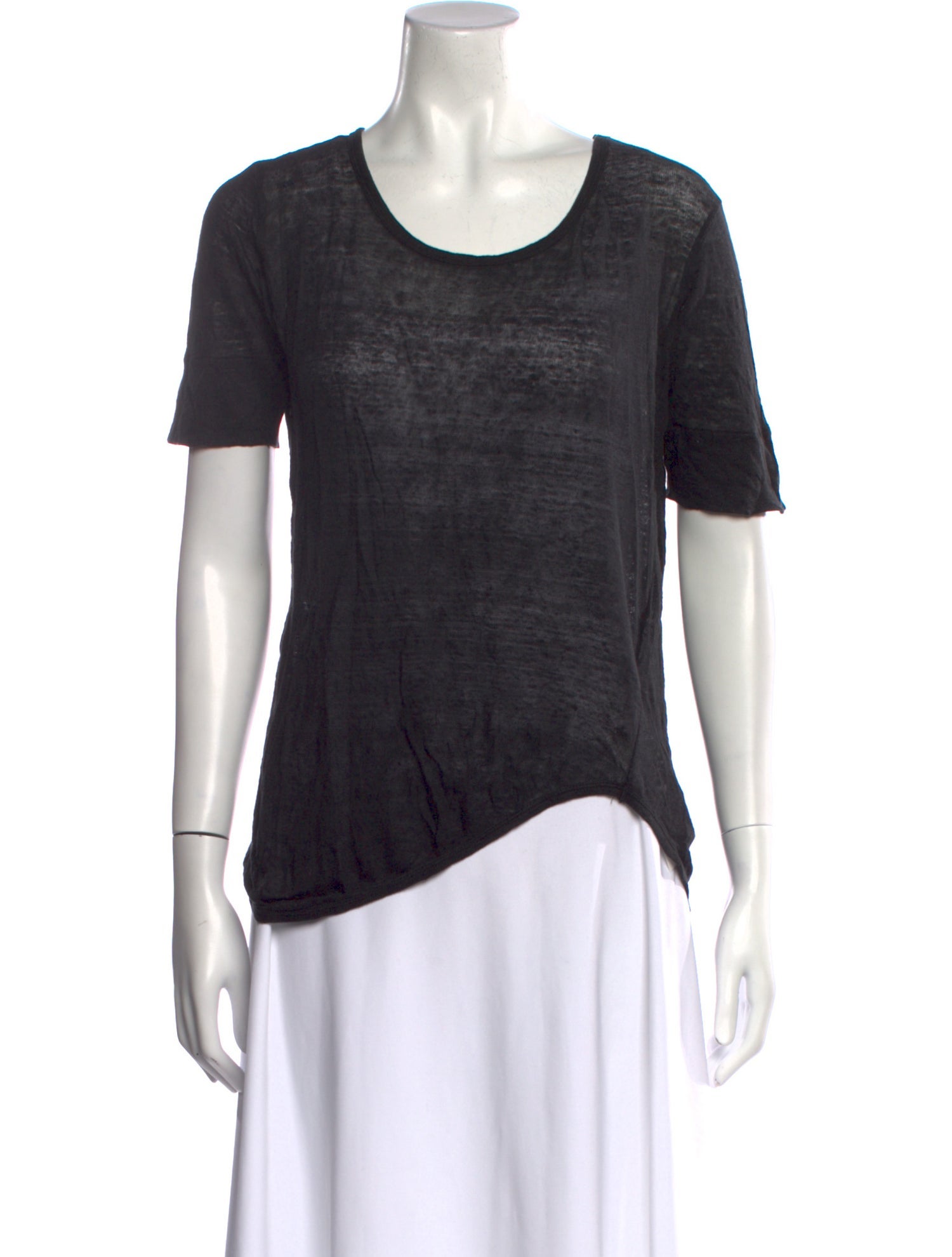 Anine Bing Linen Scoop Neck T-Shirt