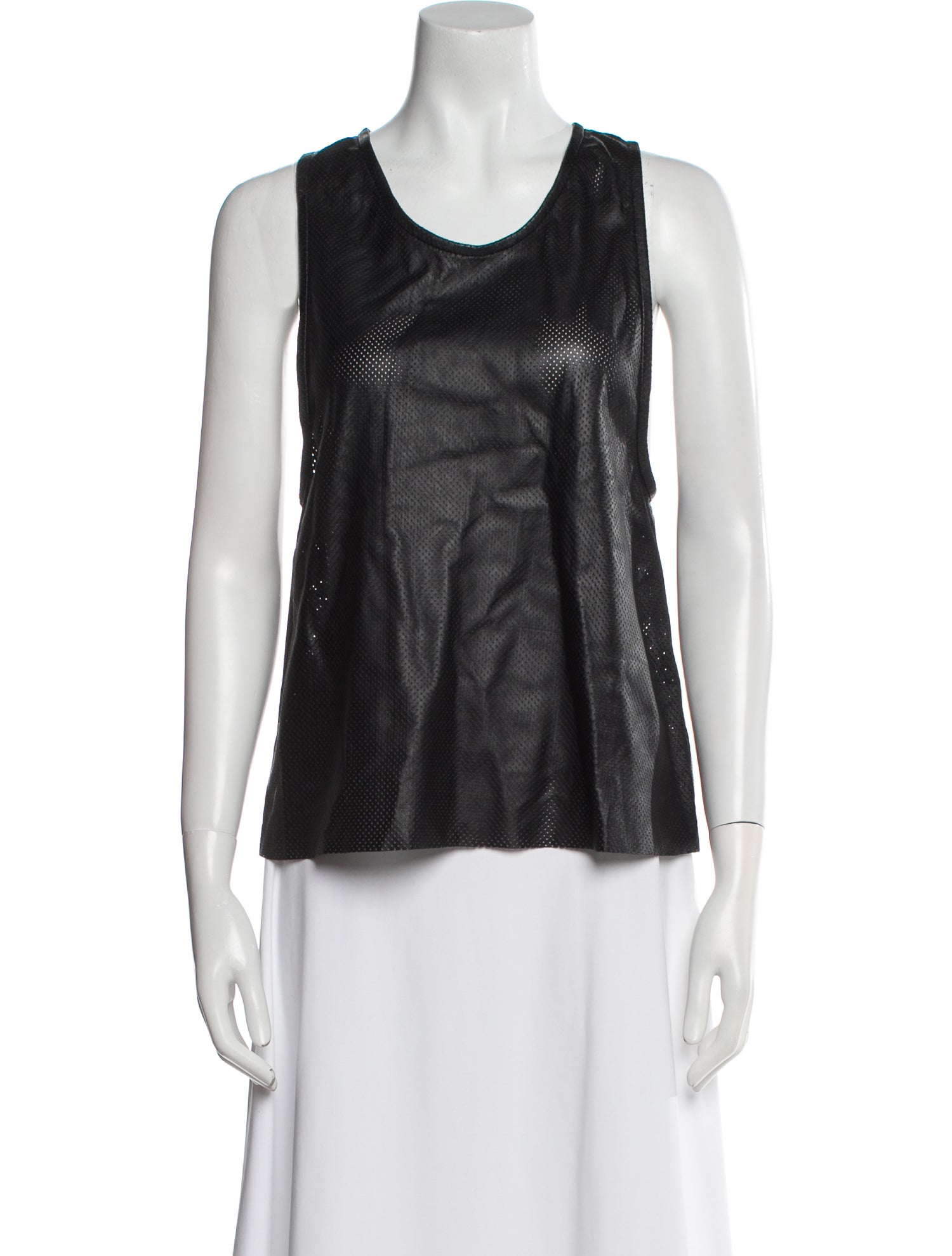 Anine Bing Lambskin Scoop Neck Top