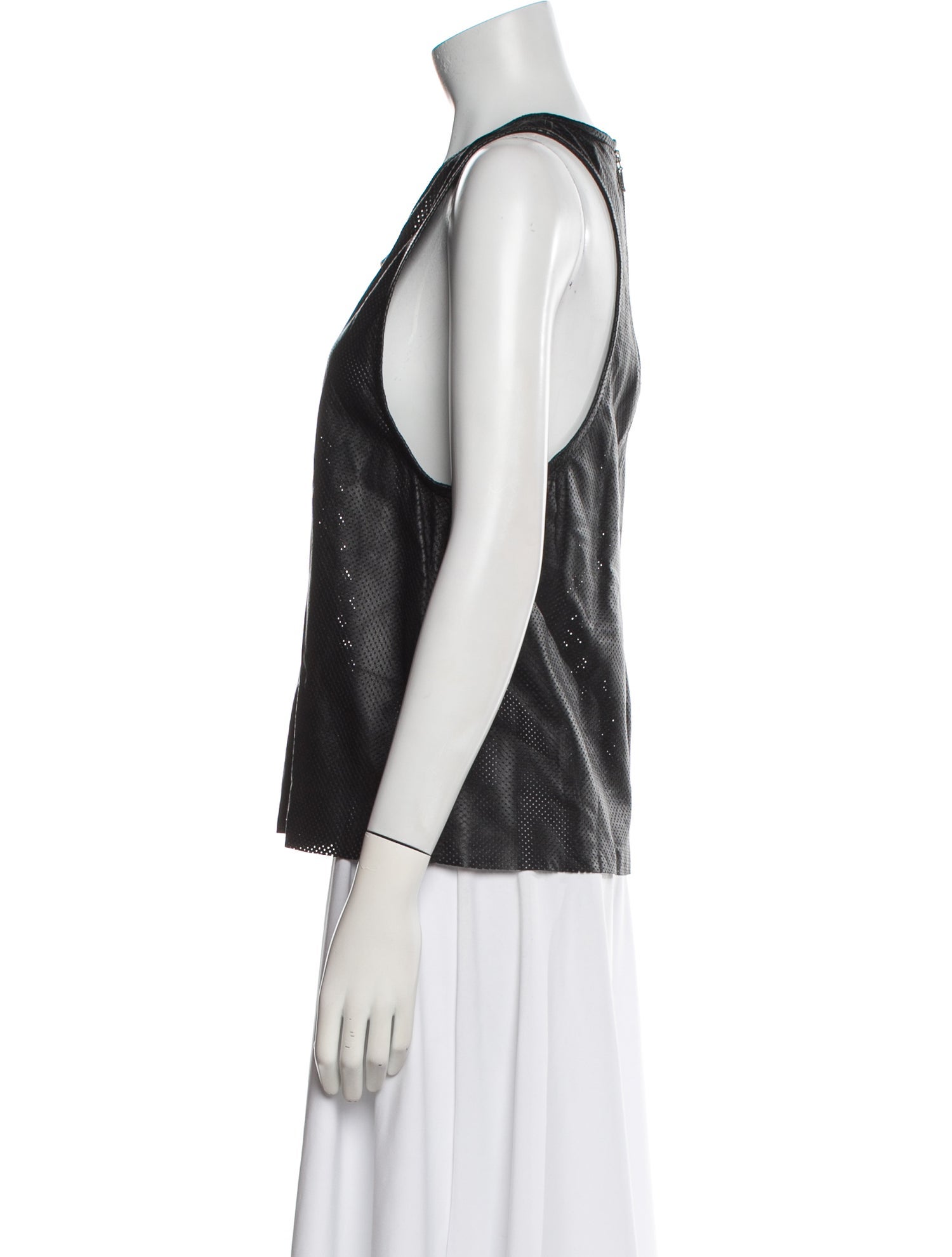 Anine Bing Lambskin Scoop Neck Top