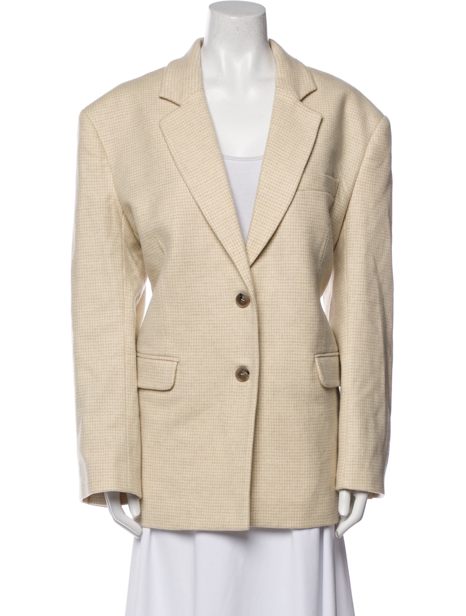 Anine Bing Virgin Wool Plaid Print Blazer