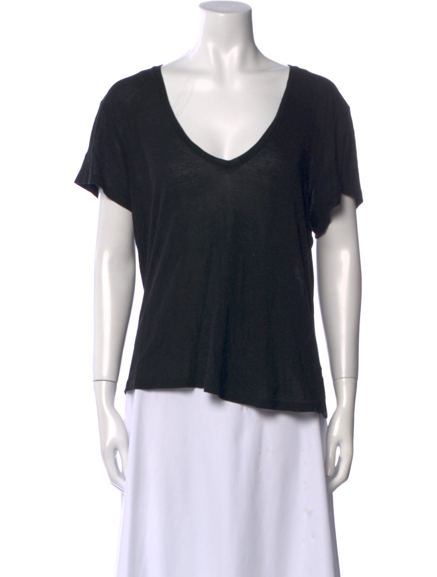 Anine Bing Silk V-Neck T-Shirt