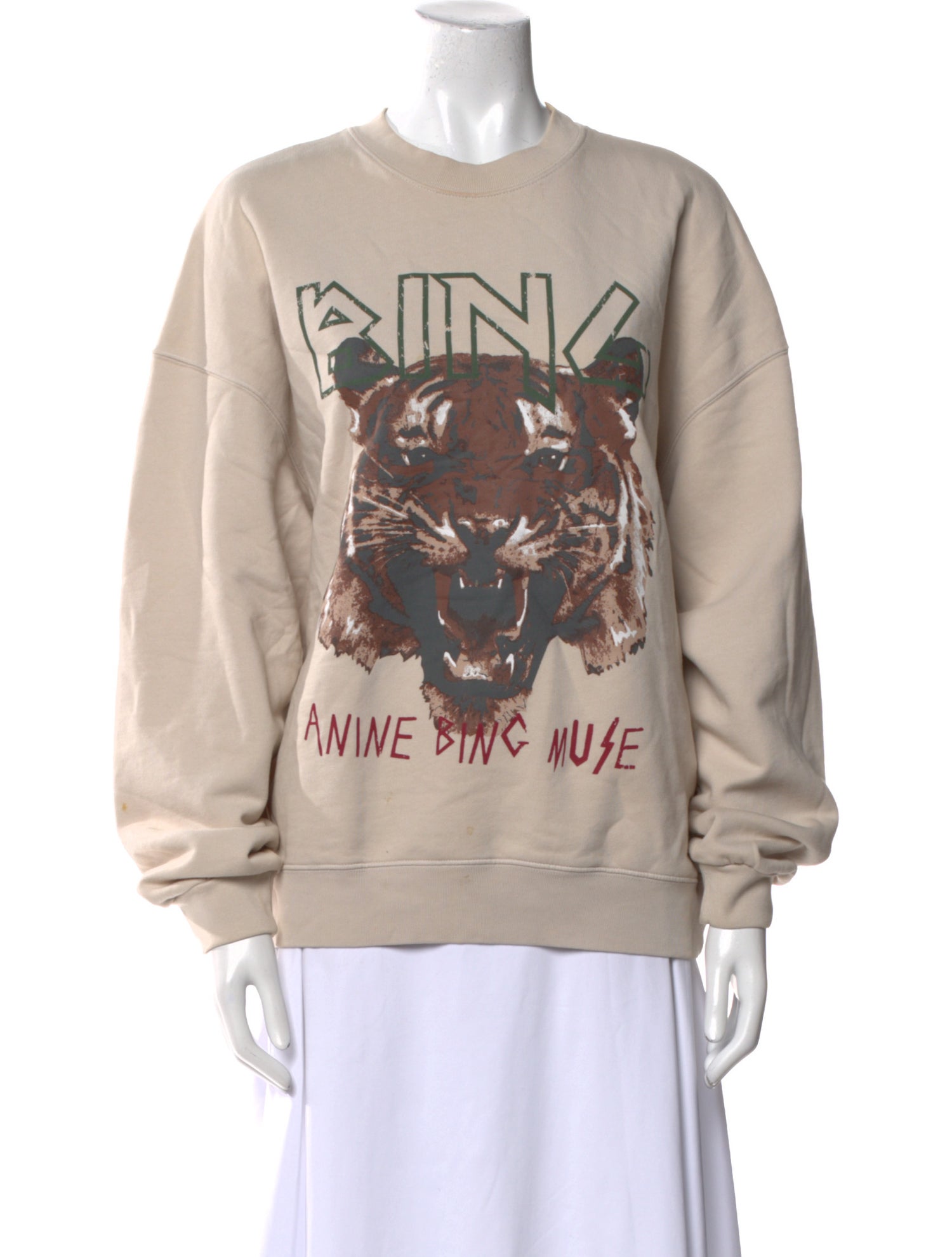 Anine Bing Graphic Print Crew Neck Sweater