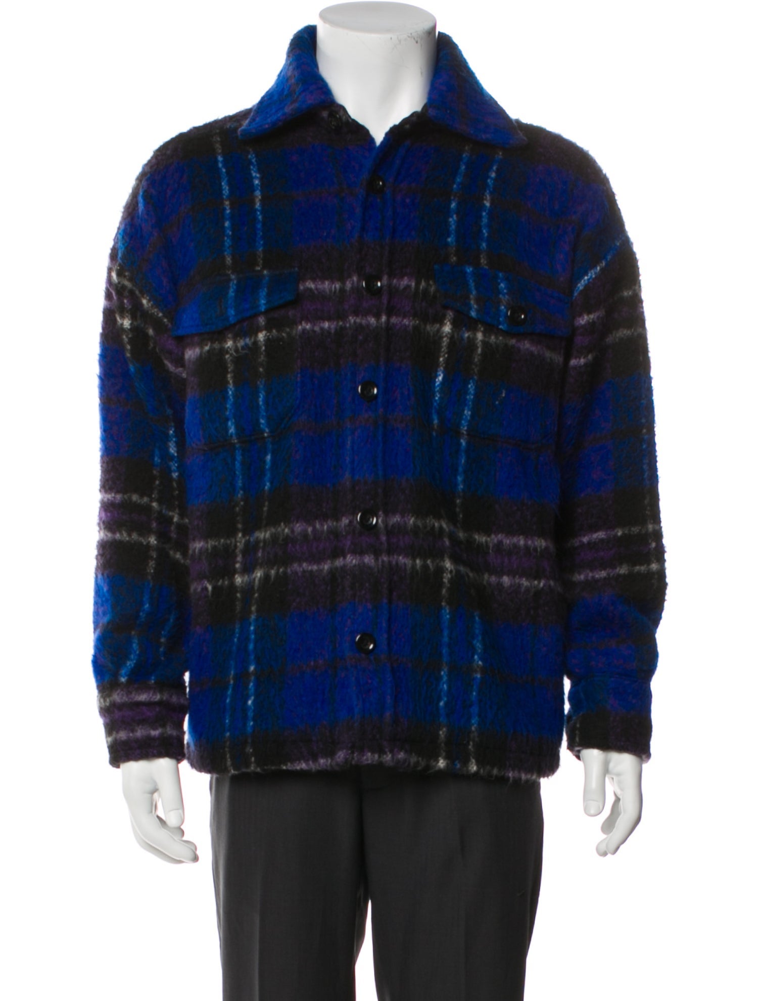 Anine Bing Plaid Print Denim Jacket