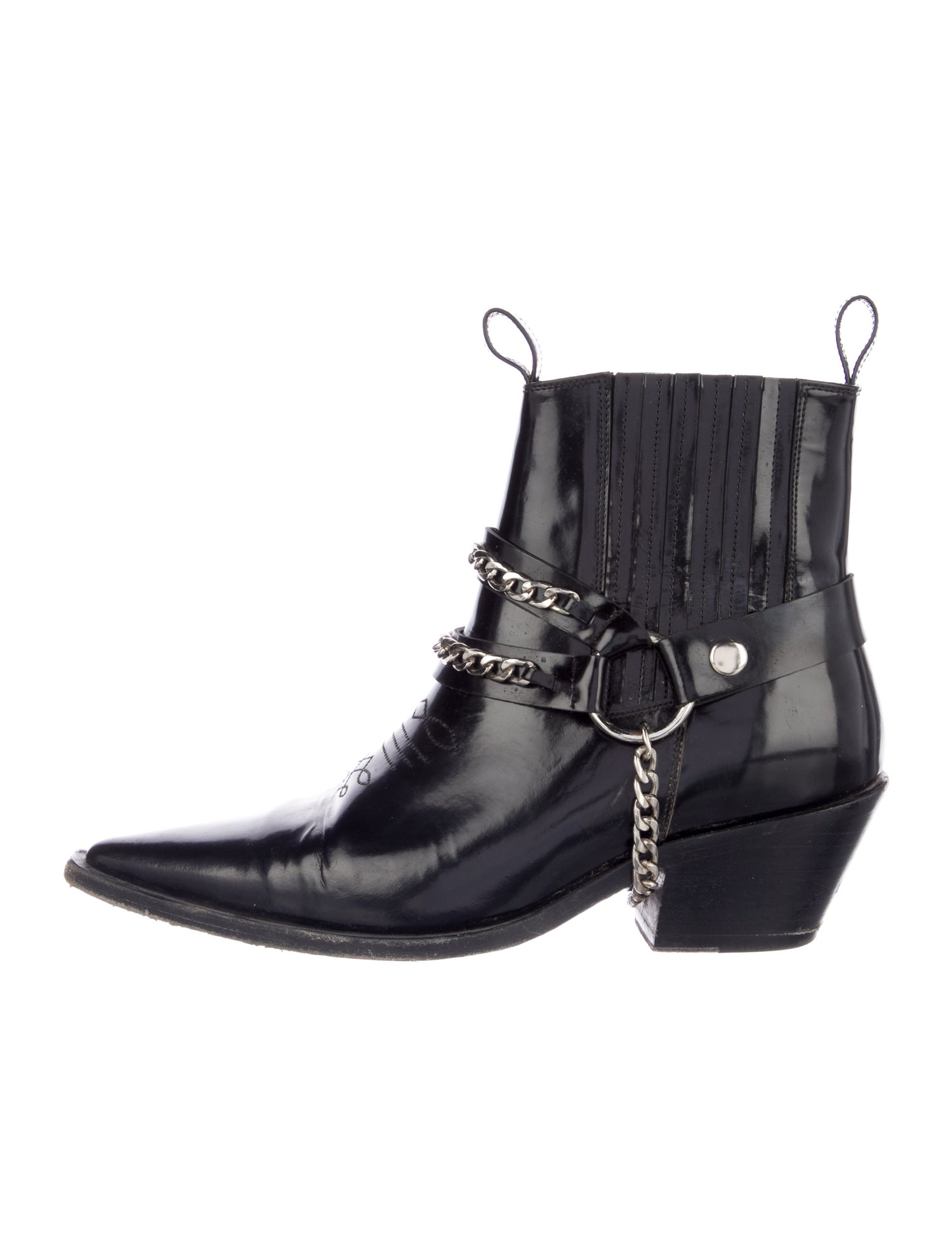 Anine Bing Leather Chain-Link Accents Western Boots