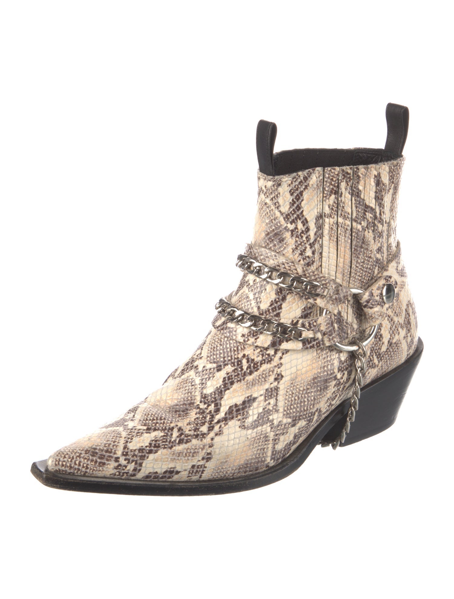 Anine Bing Embossed Leather Animal Print Western Boots