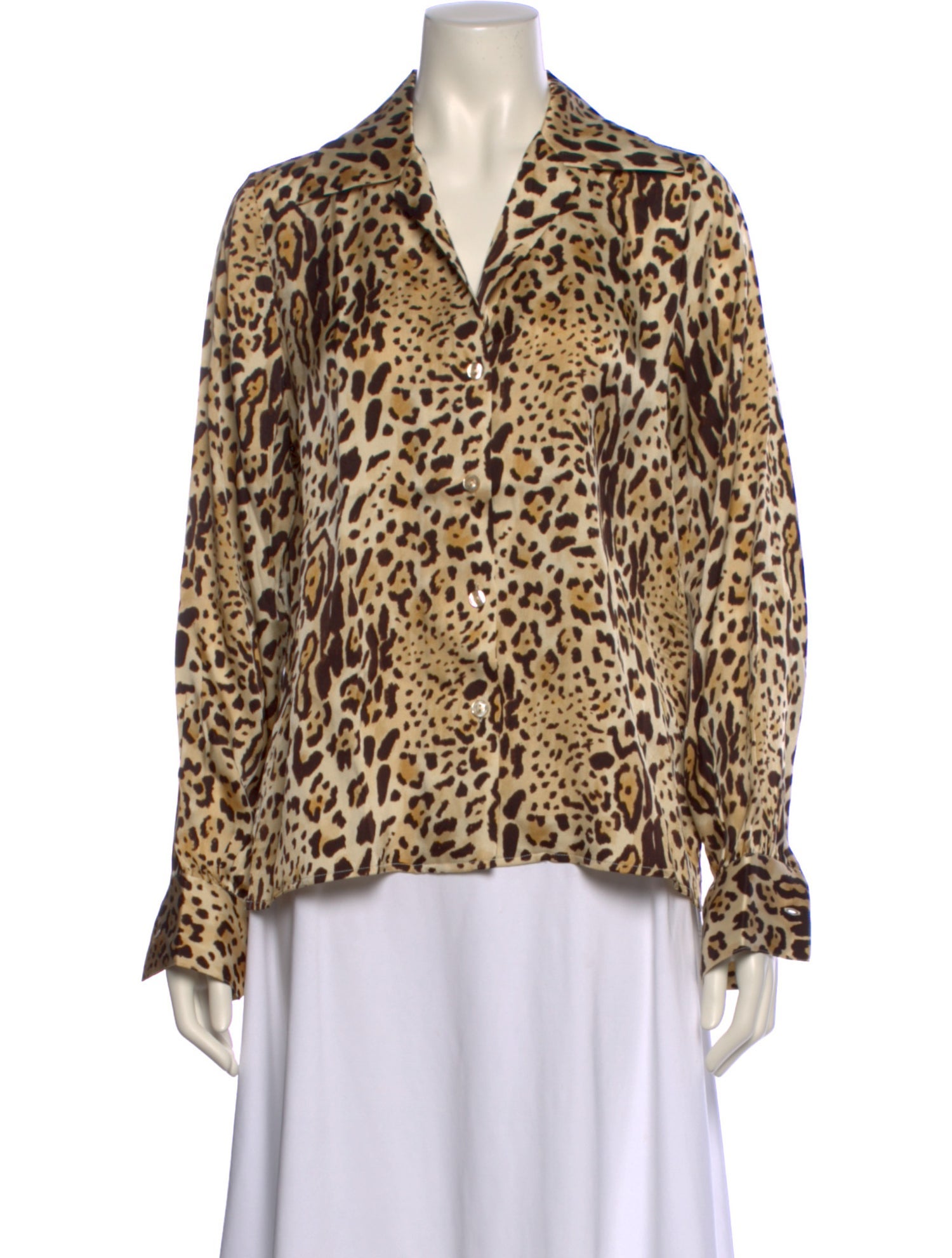 Anine Bing Silk Animal Print Blouse