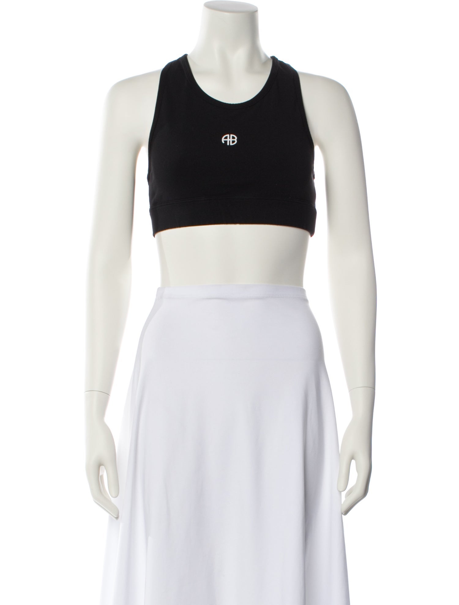 Anine Bing Graphic Print Scoop Neck Crop Top