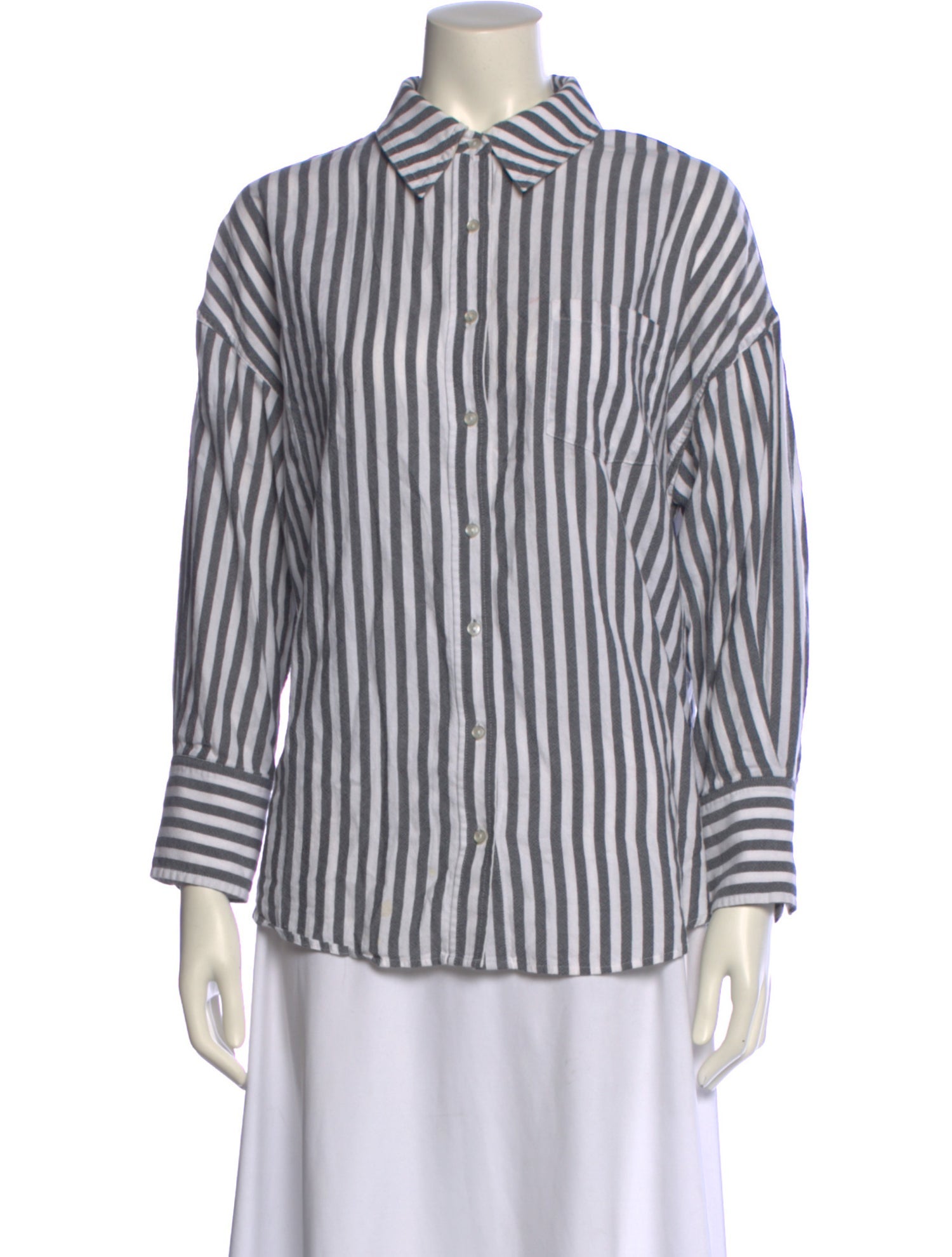 Anine Bing Striped Long Sleeve Button-Up Top