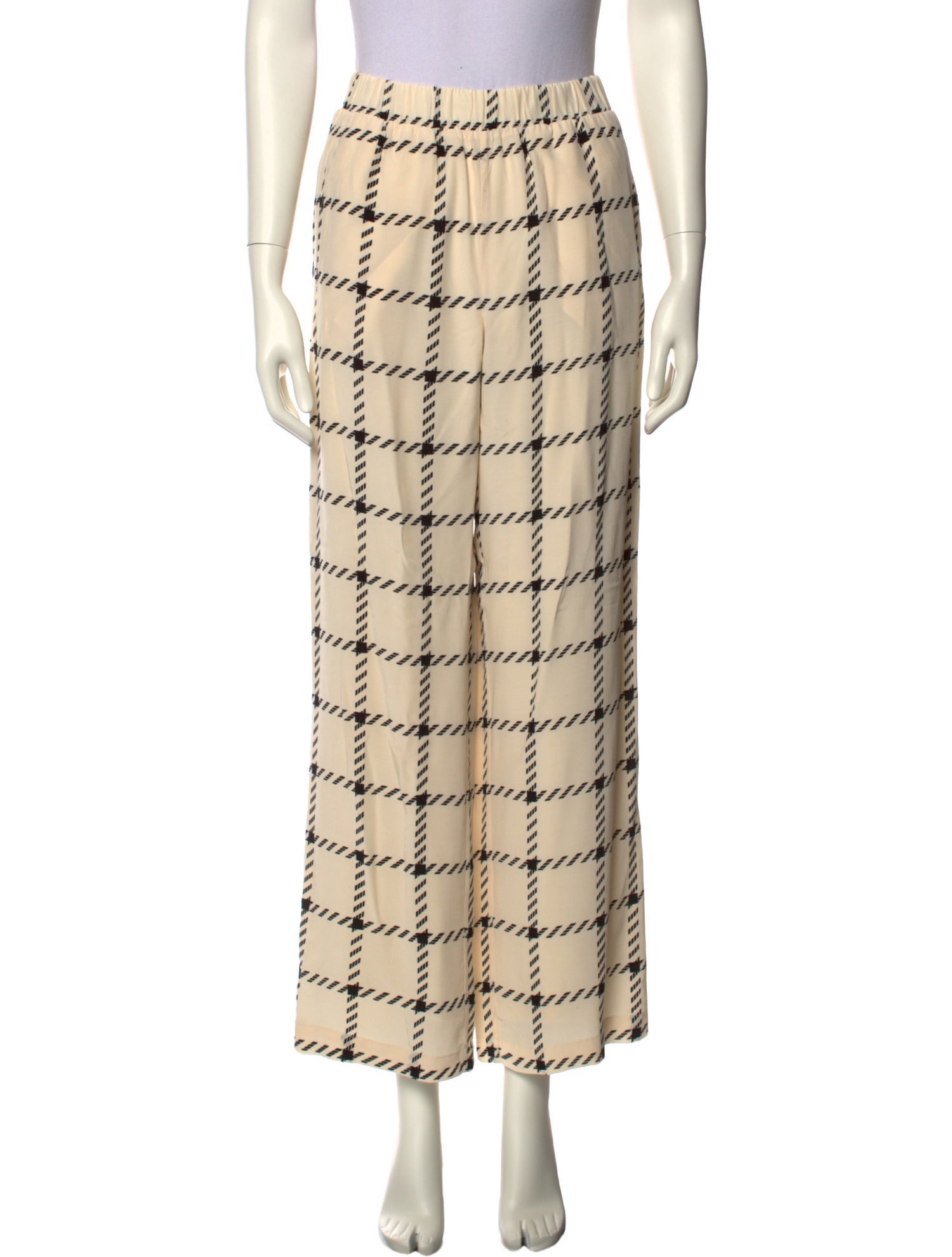 Anine Bing Plaid Print Wide Leg Pants